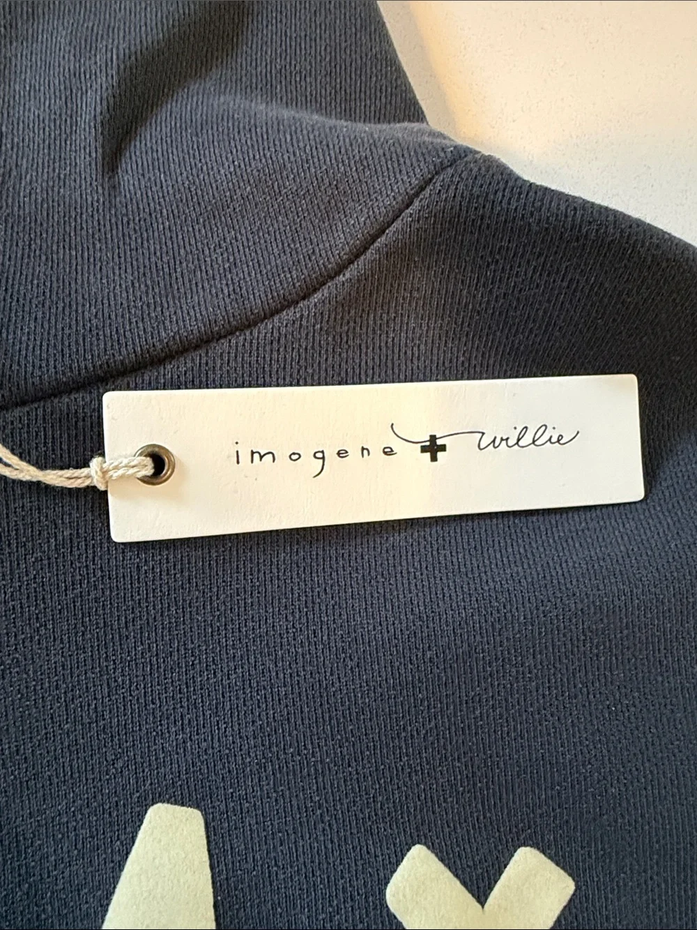 imogene + willie Deadstock Crewneck Hoodie with Cream 'RELAX' Skeleton Graphic